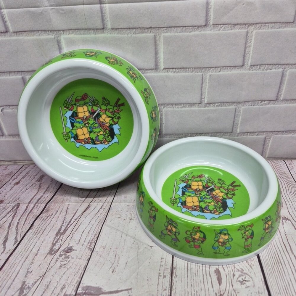 TMNT Teenage Mutant Ninja Turtles Bowl‎ Dog Cat Food Water Dish, 7in, Lot Of 2